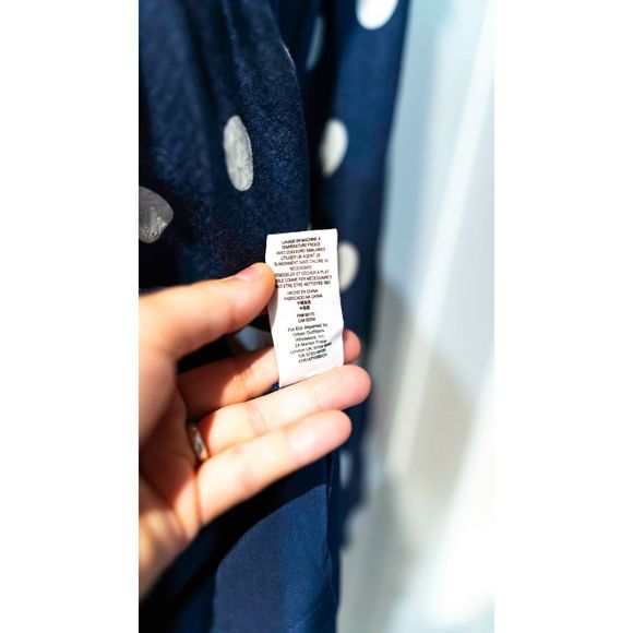 Free People Polka Dot Mini Dress with bell sleeves Navy and white sz xs - Picture 7 of 10